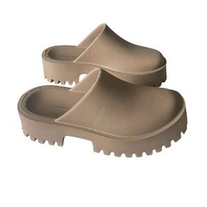 Jeffrey Campbell Clogge Brown Slip On Chunky Platform Mule Clog Sandals Size 8